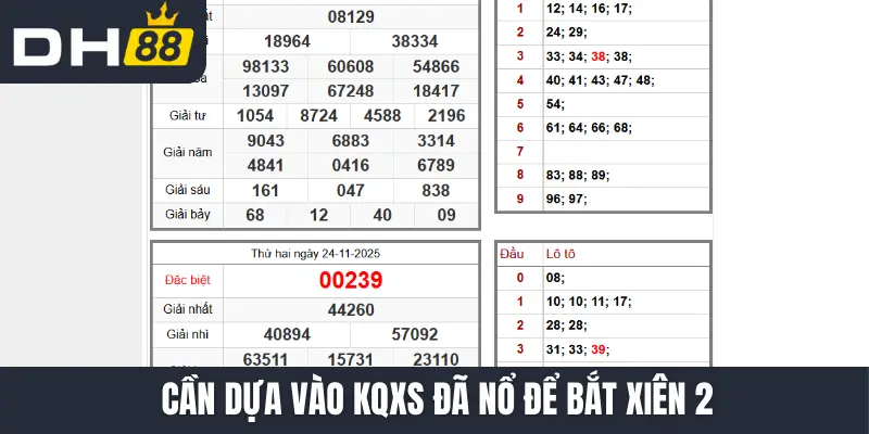 Cần dựa vào KQXS đã nổ để bắt xiên 2