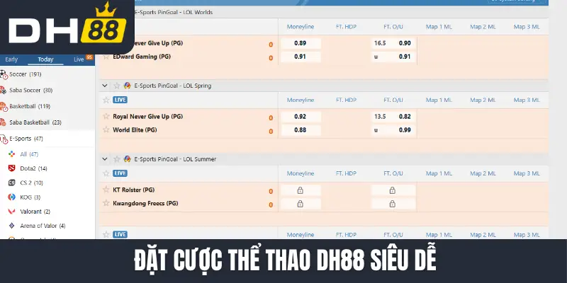 Đặt cược thể thao DH88 siêu dễ